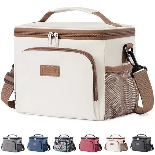 Lifewit Bolsa Termica porta Alimentos 9L, Bolso Nevera Portátil Pequeña, Impermeable Bolsas Comida Trabajo para Hombre y Mujer, Lancheira Termicas para Playa, Picnic, Viaje, Crema
