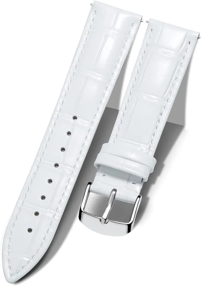 BINLUN Correa de Reloj de Cuero 10MM-24MM Diseño Cocodrilo Aligátor Liberación Rápida Correas de Repuesto para Smartwatch Hombre Mujer