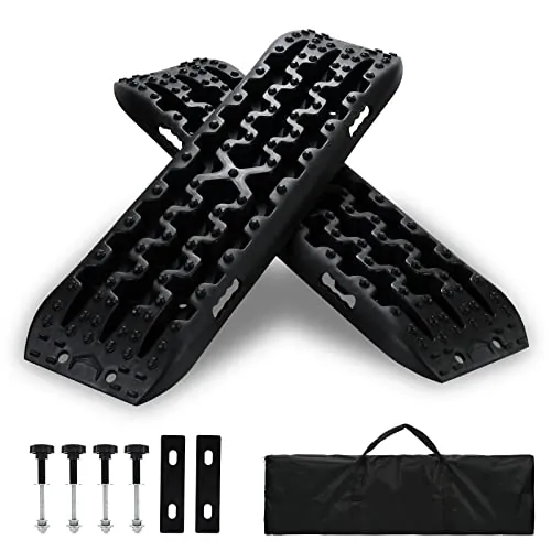 Accesorios Todoterreno y para Caravana - Tablas de Recuperación, Juego de 2 Láminas para Arena, Barro y Nieve | 10T de Carga, con Bolsa y Herramienta de Instalación