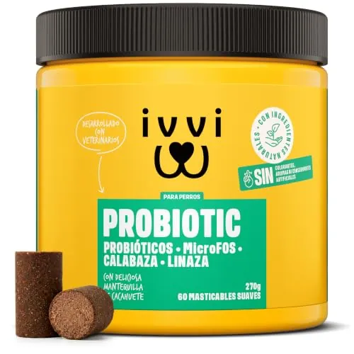 ivvi Probiotic Complemento Digestivo Perros, 60 Snacks Vegetarianos