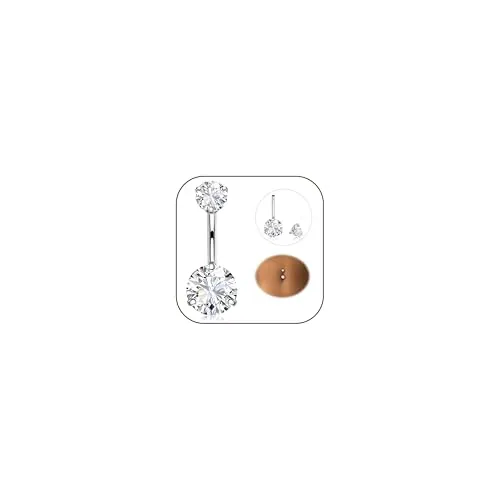 Diamday Piercing Ombligo 316L Acero Quirúrgico Piercing Ombligo Anillos 14G CZ Ombligo Barretta Banana Vientre Bananabell Curvados Piercing Ombligo Joyería para Mujeres Hombres Plata 8/10/12/14/16mm