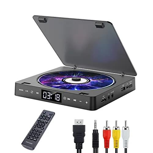 Gueray Reproductor de DVD de Televisión Mini Reproductor de CD de DVD Portátil Gratuito en Todas Las áreas, con Puerto Aux HD 1080p HDMI/AV USB / 3.5mm, Incluido Control Remoto (dvd-708)
