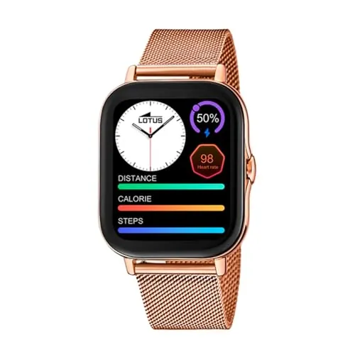 LOTUS Reloj Inteligente Mujer - Smartwatch de Acero Inoxidable Rosa - Resistente al Agua IP65 - Control Música, Cuenta Pasos y Calorías, Teléfono, Deportes, Frecuencia Cardíaca, Monitor Sueño 50045/1