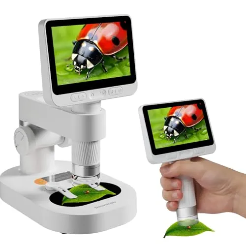 BEAVERLAB Microscopio Digital 1600X, microscopio de Monedas 1080P HD para Adultos, 4,0" IPS microscopio Profesional con 8 Luces LED Ajustables, Compatible con iPhone y computadora Android