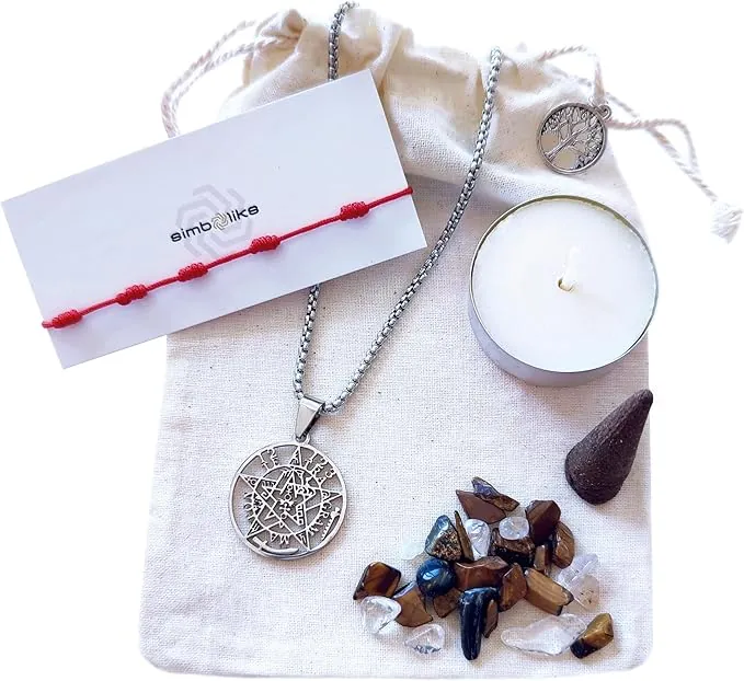 SIMBOLIKS Tetragramaton Colgante Acero Inoxidable Ojo de Tigre Cuarzo Incienso Vela Medalla Pentagrama Tetragrammaton Joyería Religiosa Amuleto de protección mal de ojo Wicca Regalo Hombre