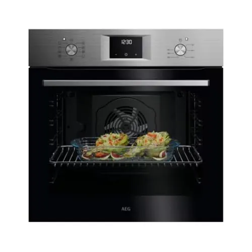 AEG Horno Multifunción OU5AB20SM, 72 L, Limpieza Aqua Clean, 9 Programas, Función Grill, SurroundCook, Pantalla LED, Cocción Multinivel, Inox Antihuellas