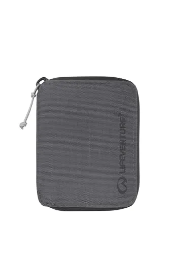 Lifeventure Cartera Plegable con Cremallera Protegida RFID, Cartera Delgada para Viajes, Material Reciclable, Gris