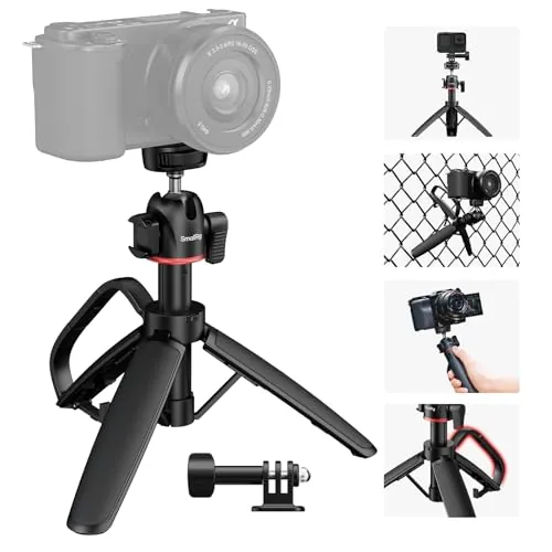 SMALLRIG Trípode Mini de Sobremesa Portátil, con Forma de Mosquetón y Cabeza Esférica 360°, Rosca 1/4"-20 para DSLR, Cámaras, Teléfonos - 5285B