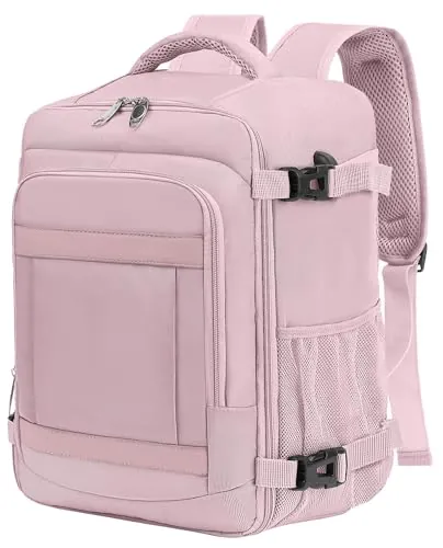 KLOSTAIN Mochila Viaje Cabina Avion 40x20x25 para Ryanair 20L Mochila Cabina Equipaje de Mano Bolso Mochilas Hombre para Portatil Rosa Claro
