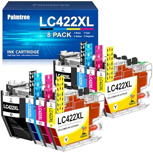 Palmtree LC422XL Cartuchos de Tinta Compatibles con Brother LC422 LC 422 XL LC-422XLVAL Multipack para Brother MFC-J5340DW MFC-J5740DW MFC-J6940 MFC-J6540DW MFC-J5340DWE MFC-J6540DWE Paquete de 8