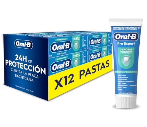 Oral-B Pasta de Dientes Pro-Expert Aliento Fresco, Pack Ahorro 12x75 ml, Combate El Mal Aliento, Dentífrico Antiplaca, Frescor Duradero, Sabor a Hierbabuena Suave