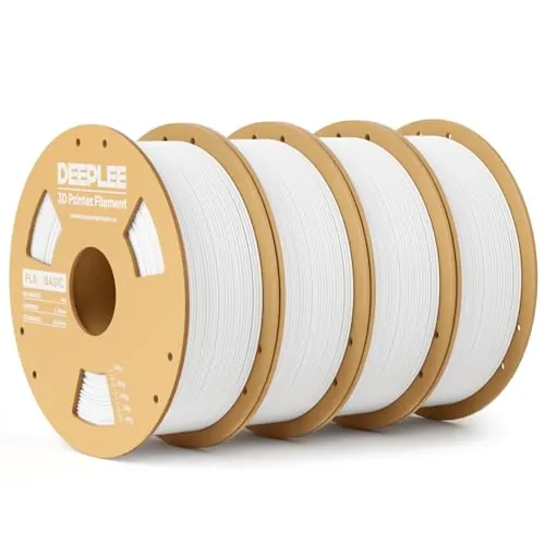 DEEPLEE Filamento PLA Basic 1.75 mm, Pack 4 x 1 kg, Blanco