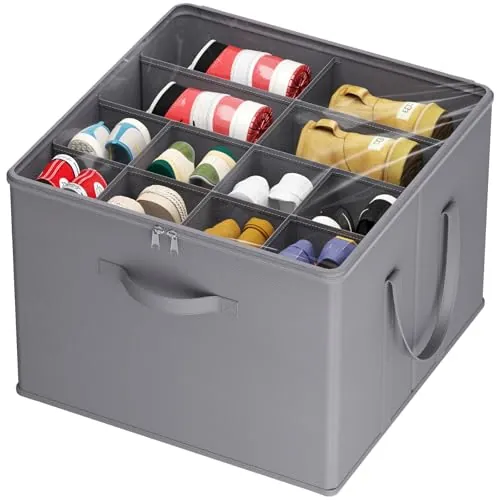 Lifewit Organizador Zapatos para Armario, Almacenaje de Zapatos para 12-16 Pares, Caja con Tapa Plegable con Cubierta, Shoe Organizer, Gris