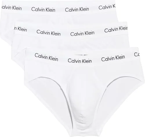 Calvin Klein Calzoncillos Hip Briefs Hombre Pack de 3 Ropa Interior, Blanco (White), L