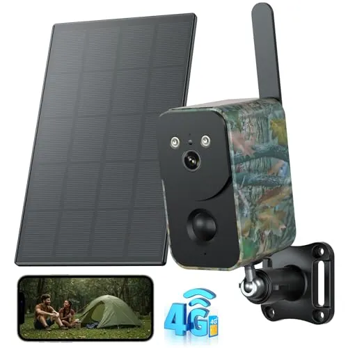 Xega 2K 4G LTE Solar Cámara de Vigilancia con Tarjeta SIM,10000mAh Batería