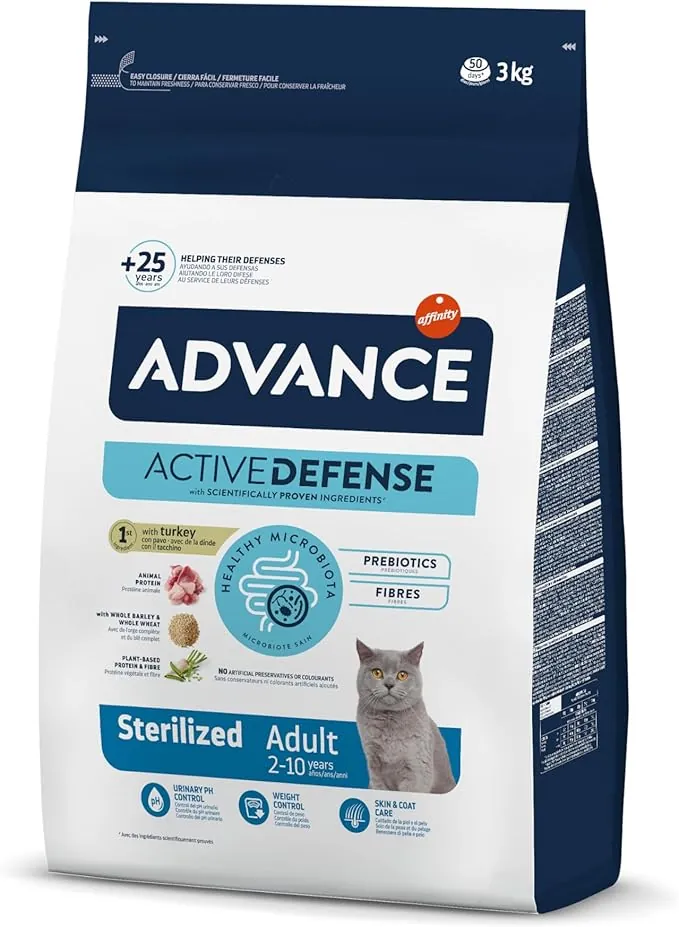 Advance Cat Adult Sterilized, Pienso para Gatos Adultos Esterilizados con Pavo, 3kg