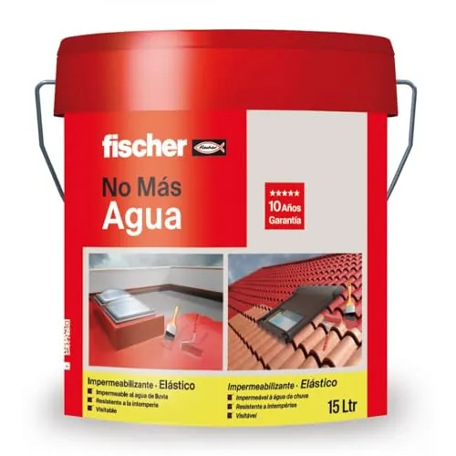 fischer - Pintura impermeabilizante (cubo 20kg) Gris sin fibras, resistente al agua y exteriores