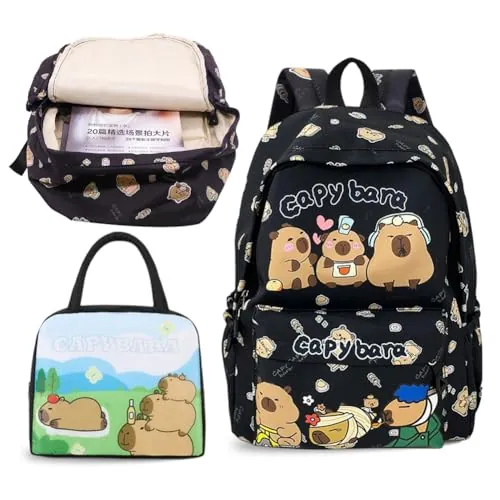 NTEVXZ Mochila Escolar Capybara, Capybara Bolsa de Almuerzo Niño, Escolar de Dibujos Animados en 3D Escolares Anime Mochila,Schoolbag escolar de dibujos animados para niños