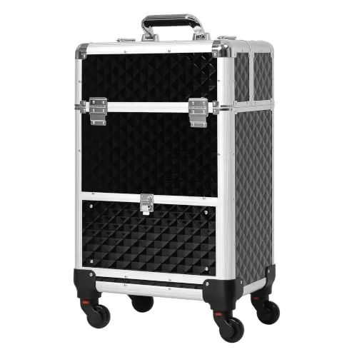 HOMCOM Maleta de Maquillaje Profesional con Cajón 34x25x62 cm Negro