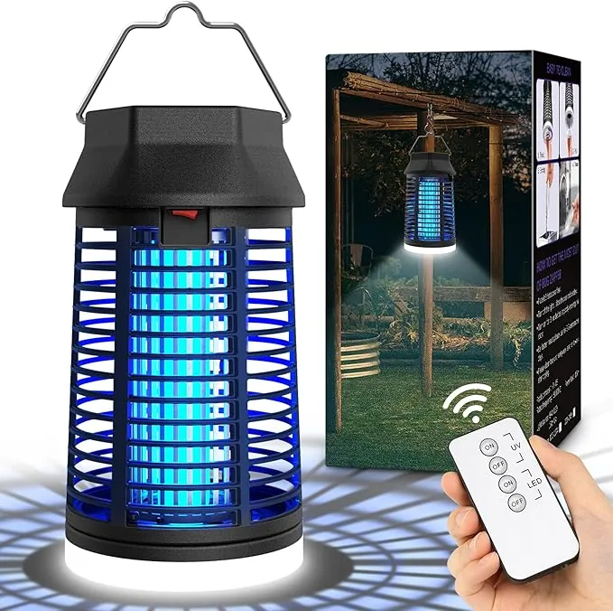seenlast Lámpara Antimosquitos Electrico, Mata Mosquitos Electrico 4200V 15W UV Lampara Mosquitos, Atrapa Mosquitos con LED,IPX4 Impermeable,Area Efectiva 140m² para Interior y Exterior