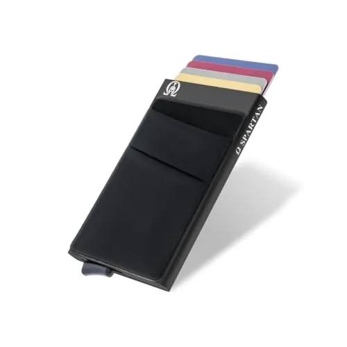 RE® Tarjetero para Hombre con Capacidad de 6 a 8 Tarjetas | Tarjetero Metálico RFID | Cartera Minimalista de Aluminio | Portatarjetas Compacto y Seguro