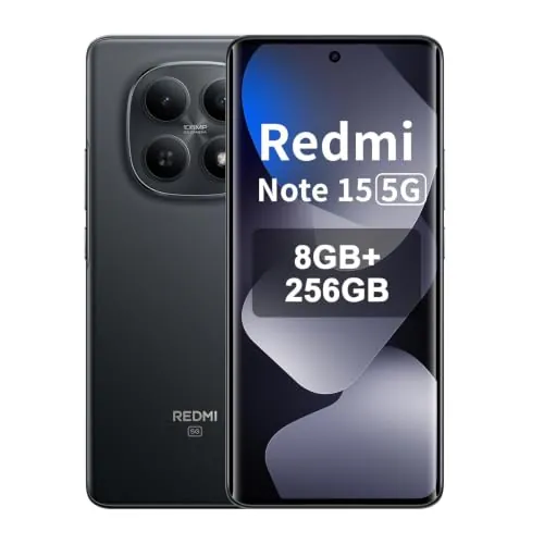 Xiaomi Redmi Note 15 5G 8GB+256GB Smartphone, Pantalla AMOLED FHD+ 6.77", Snapdragon 6 Gen 3, Cámara 108MP, Batería 5520 mAh, Color Negro