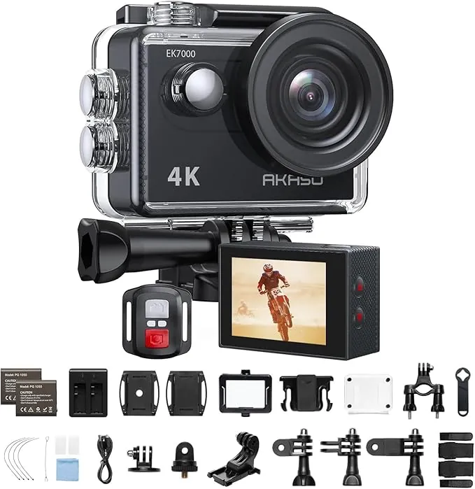 AKASO Cámara Deportiva 4K 30fps 20MP WiFi Cámara de Acción - Cámara Sumergible Acuática 30M con estabilización - Gran Angular de 170° - Calidad de Imagen Ultra HD para los entusiastas de la Aventura
