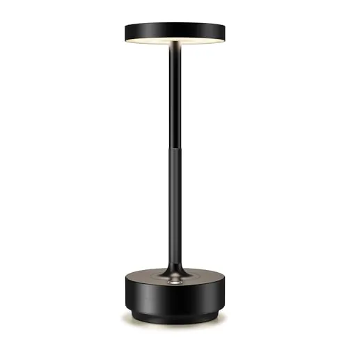 SLSMD Lámpara de mesa inalámbrica LED recargable regulable 5000 mAh 3 modos de luz uso interior/exterior batería larga duración portátil USB-C lámpara de mesa (negro)