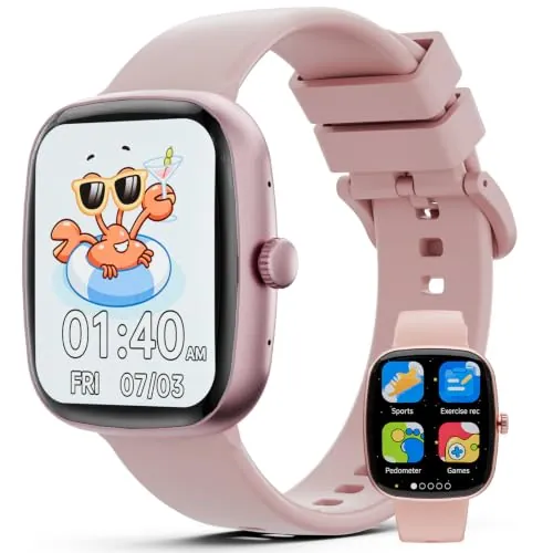 YUNIBRIX Reloj Inteligente Niño 3-12 Años, Regalo para Niña con Deporte, Entretenimiento y Aprendizaje, Smartwatch con 20 Modos Deportivos, Frecuencia Cardíaca,SpO2, 16 Juegos, Audiolibros, Podómetro