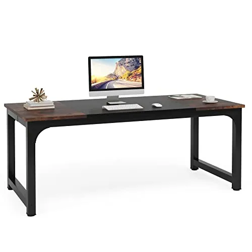 Tribesigns Escritorio moderno para computadora, escritorio de oficina grande de 70 pulgadas, mesa de estudio, mesa de trabajo, estación de trabajo, para oficina en casa, marco de metal negro
