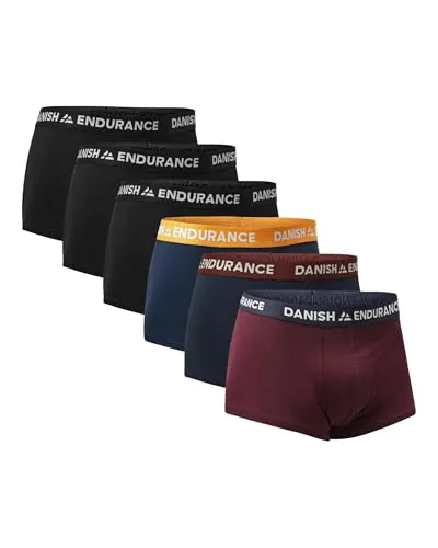 DANISH ENDURANCE Calzoncillos Hombre Cintura Baja, 6 Pack MC (3xNegro, 1xAzul Marino Azul/Naranja, 1xAzul Marino Azul/Bordeaux, 1xBordeaux/Azul Marino) XL