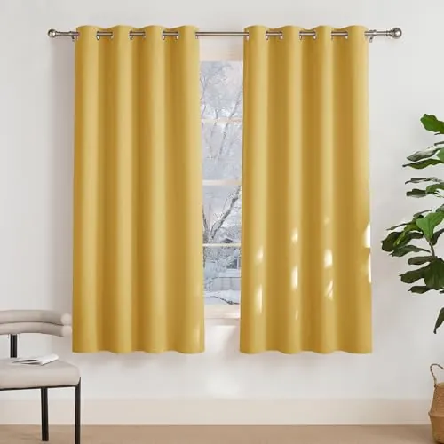 PONY DANCE Cortinas Opacas y Termicas Aislantes para Cocina,2 Piezas