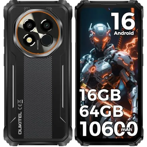 OUKITEL G6 Android 16 Movil irrompible, Batería 10600mAh, 16GB RAM+64GB ROM