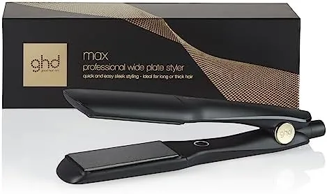 ghd Max - Plancha de Pelo Profesional con Placas Anchas, Placas Más Grandes Para un Peinado Rápido, Más Brillo y Sin Frizz - Para Cabello Largo, Grueso o Rizado (Enchufe Europeo)