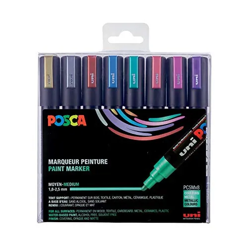 Posca PC-5M - Paquete de 8 subrayadores, multicolor