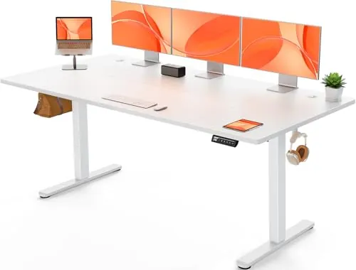 ErGear Escritorio Elevable Eléctrico, Escritorio Ajustable en Altura 180 x 80 cm, Mesa Elevable con Panel Inteligente de 4 Memorias, Mesa Escritorio Oficina en Casa con Tablero Ensamblado