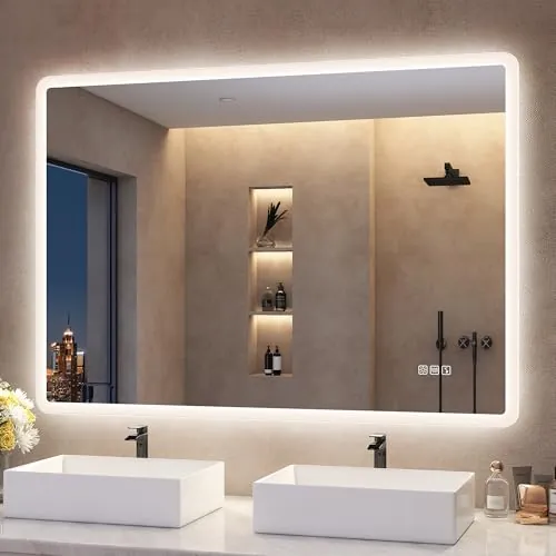 S'bagno - Espejo de baño Iluminado con retroiluminación LED, Altavoz Bluetooth Integrado, deshumidificador e Interruptor (M66 (Bluetooth), 70l x 100an cm)