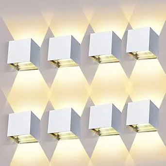 ledmo 8 Piezas Aplique Pared Exterior LED 12W 3000K IP65 Ángulo Ajustable