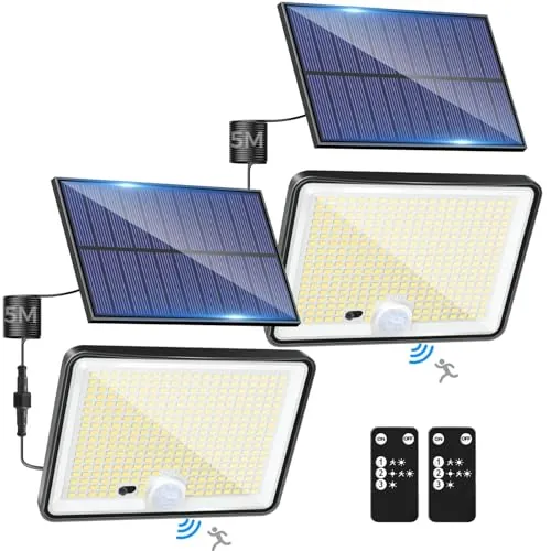 LOTMOS 2 Paquete 342LED Luz Solar Exterior Jardin Mando a Distancia