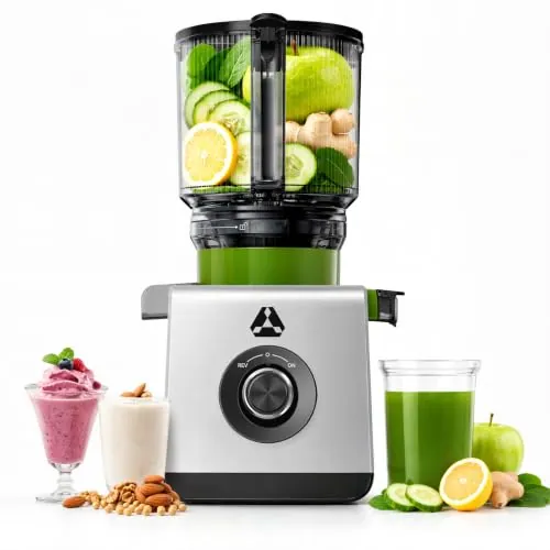 AAOBOSI Extractor de Zumos, Slow Juicer con Boca XL de 165MM, Motor de 600W | Capacidad de 2,5L, Licuadora Prensado en Frio para Frutas y Verduras Enteras, Cuerpo Inoxidable, Fácil Montaje y Limpieza