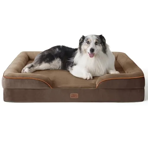 Bedsure Sofá Perro Ortopédica Extra Grande - Cama Perro Viscoelastica y Lavable, Colchon Perro con Funda Desenfundable y Forro Impermeable, Marrón, XL