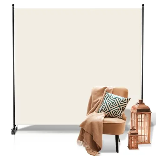 Fiqops Biombo para exteriores con ruedas, 1 pieza, 187 × 181 cm, resistente a la intemperie, para exterior y oficina, color beige