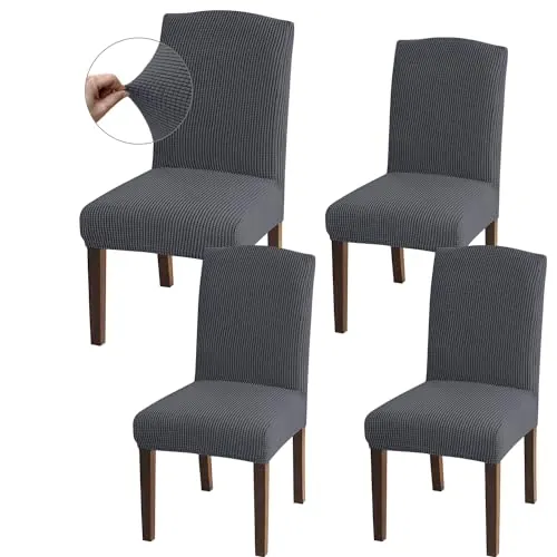 Granbest Coprisedia de alta elasticidad, ajuste universal, coprisedia jacquard, coprisedia extraíble para comedor, cocina, restaurante y hotel (set de 4, gris)