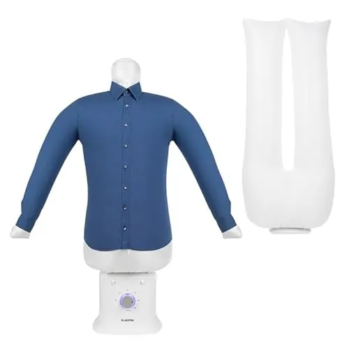 Klarstein ShirtButler Deluxe secadora y planchadora automática, 2 en 1 secado y planchado, calentador de seguridad 1250 W, tecnología HotAir Tension, temporizador 0-180 min, Oxford nylon, blanco