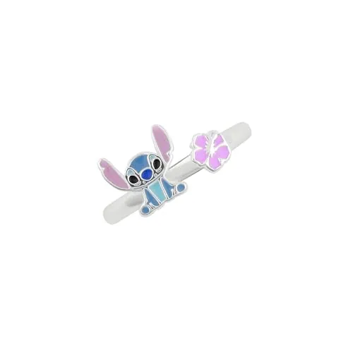 Disney Anillo Niña Plata De Ley Puntada Azul Y Flor Rosa D900020SL.PH
