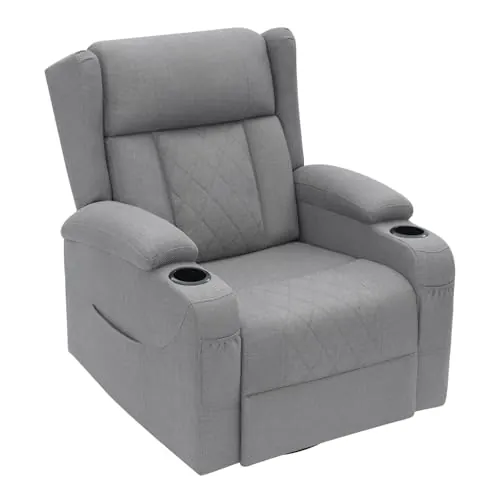 WOLTU Sillón Relax Reclinable, Giratorio 360°, Lino Sintético, Gris