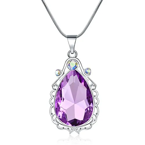Sofía - Collar con colgante de amatista, amuleto de lágrima, collar con colgante de princesa Sofía, joyería para niñas pequeñas