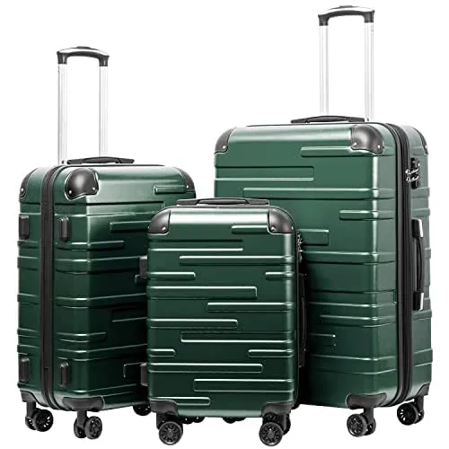 COOLIFE Juego de 3 Maletas, M+L+XL, Carcasa rígida de ABS,con Ruedas y TSA