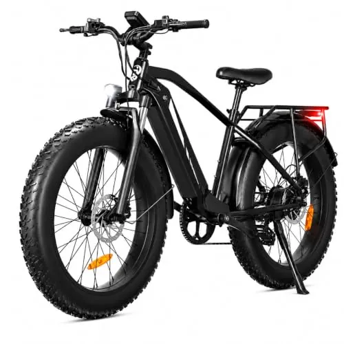 Bodywel D6 Bicicleta Eléctrica, 26x4” Bici Electrica Adultos Montaña, Batería de 48V 15Ah, Motor 250W, 7 Velocidades, Horquilla de Suspensión, Frenos de Disco Hidráulicos (Negro)