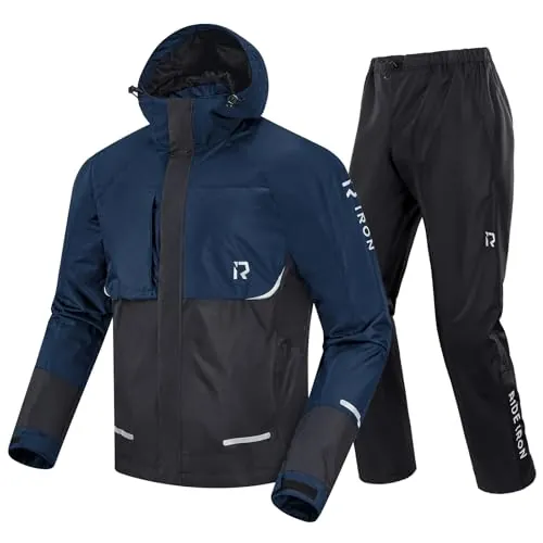 RIDEIRON Chubasquero moto hombre impermeable chaqueta pantalon impermeable moto traje Respirable chubasquero running